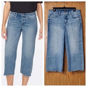 NYDJ wide leg capri jeans with frayed hem